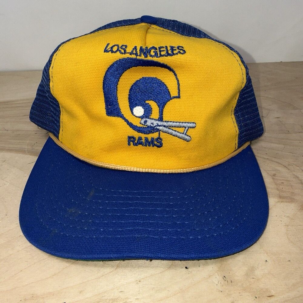 Vtg 1980s Sports Unlimited NFL Los Angeles Rams Mesh Snapback Trucker Hat Cap